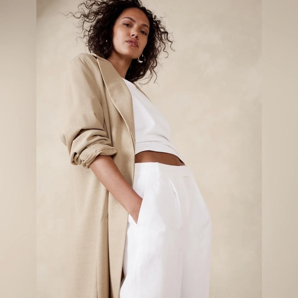 NWT Banana Republic Lina Straight Linen Pant Size 12.